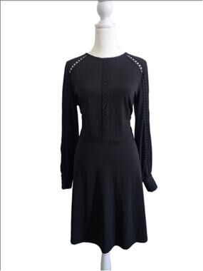 H&M Black Long Sleeves Fit Flare Dress Size M